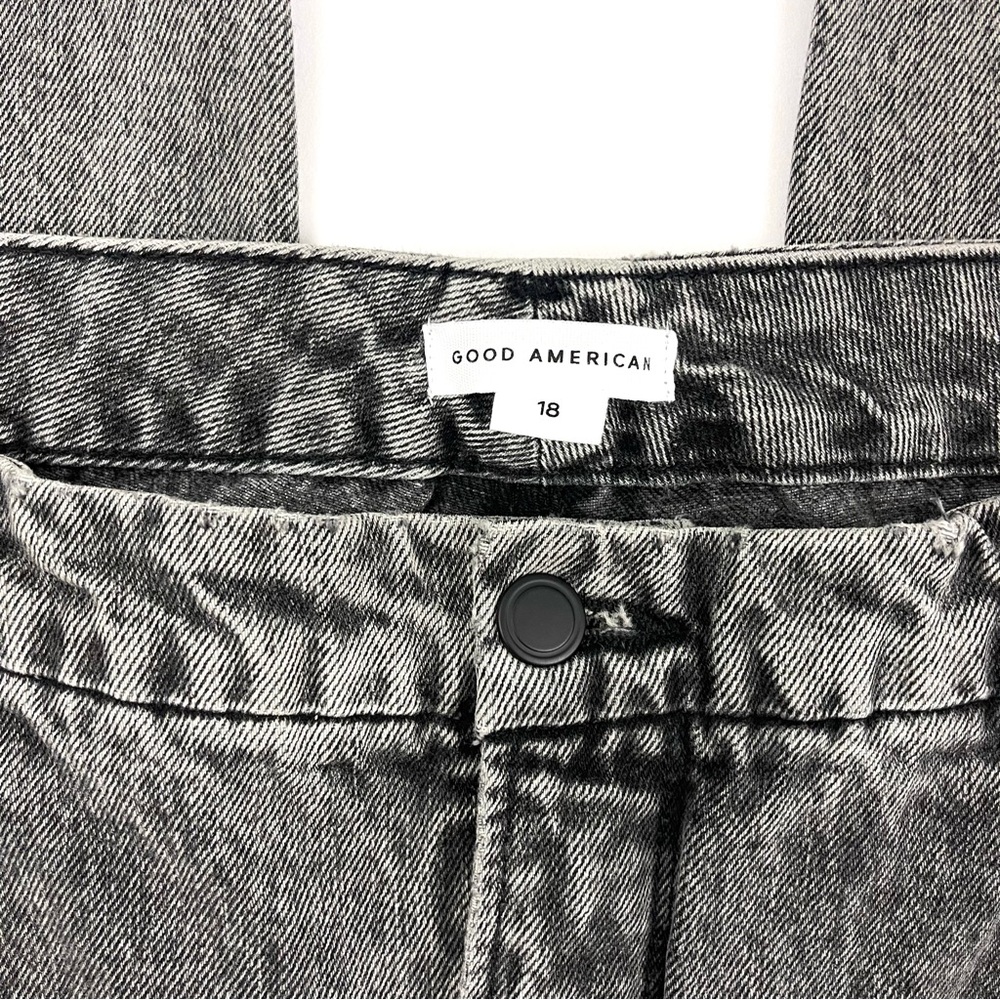 Good American Good Icon Loose Fit Straight Leg Jeans Washed Black GNISN999BT - Picture 8 of 8